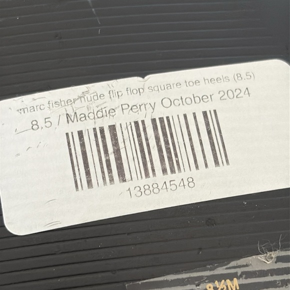 Marc Fisher Cadence Heeled Square Toe Sandal Thong Patent Leather Beige 8.5 - Picture 13 of 13